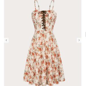 Scarlet Darkness Sweetheart Neck Garden Lacing Cami A-Line Dress